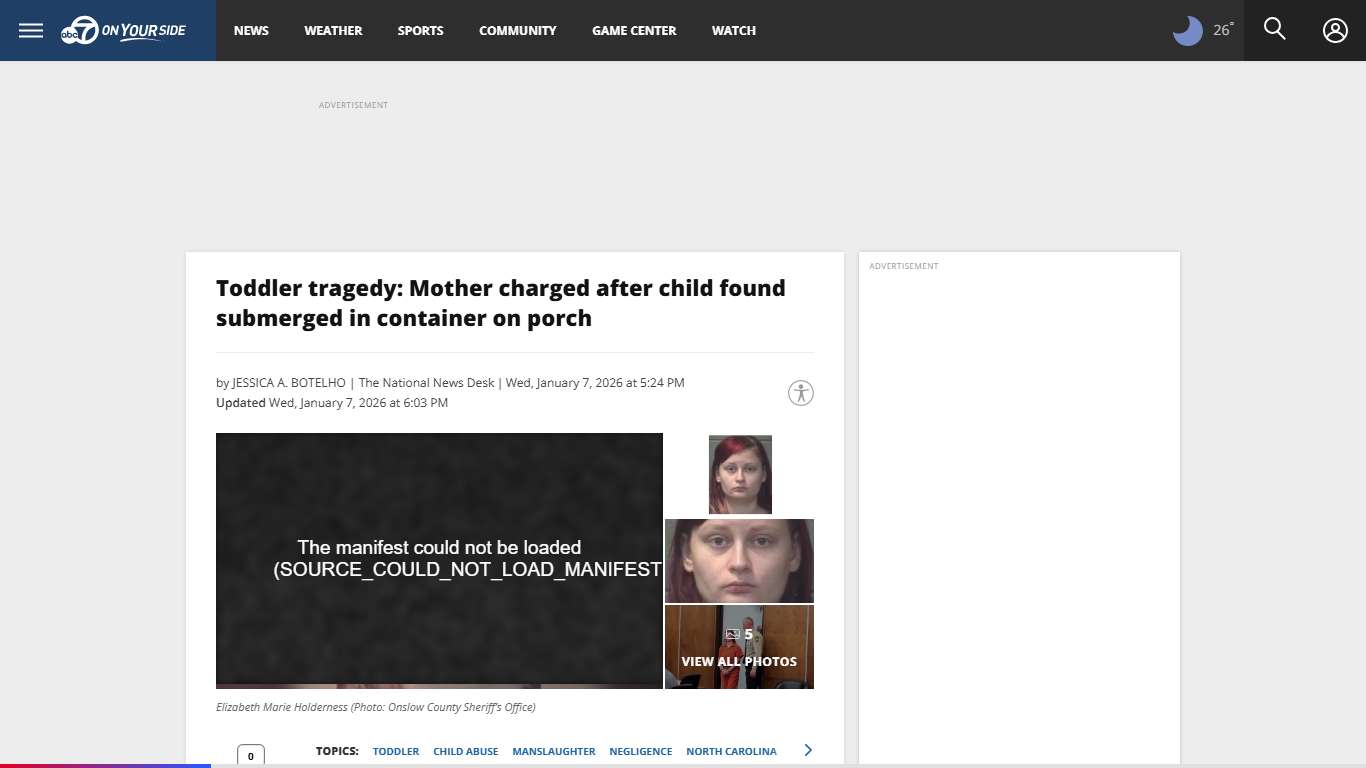 Toddler tragedy: Mother charged after child found submerged in container on porch